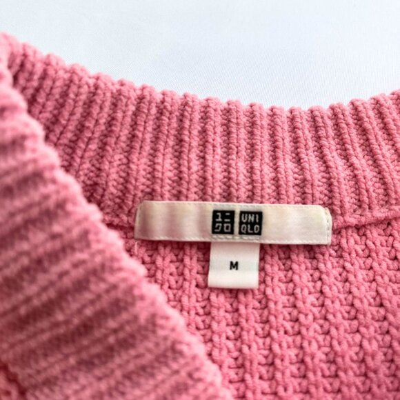 UNIQLO BUBBLEGUM PINK CREWNECK BULKY KNIT SWEATER - M - Picture 4 of 7